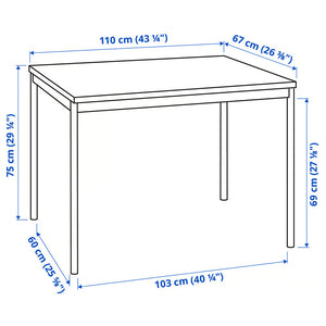 Zwarte tafel, 110 × 67 cm